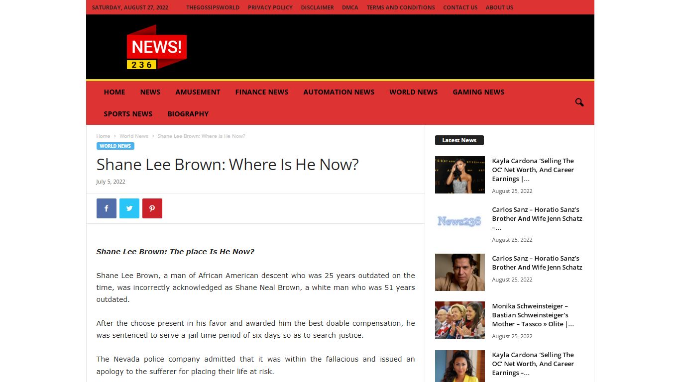 Shane Lee Brown: Where Is He Now? – News236