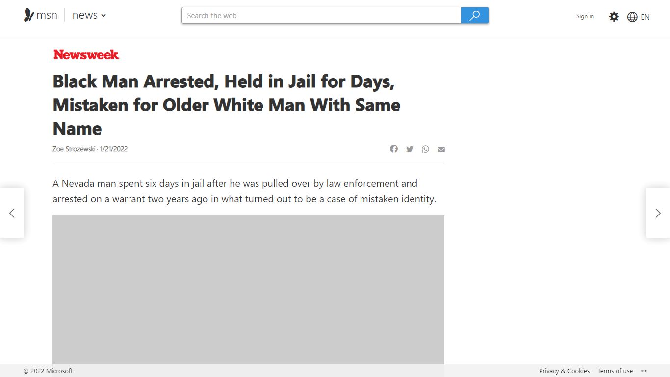 Black Man Arrested, Held in Jail for Days, Mistaken for Older ... - MSN